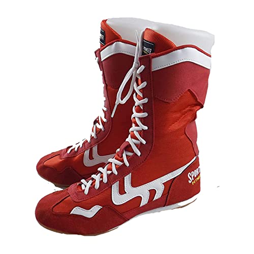 UKUBOXBAG High Top Boxschuhe, Damen Kickboxen Kampfturnschuhe Leichter Wrestling Trainer Für Frauen,Rot,38 EU von UKUBOXBAG