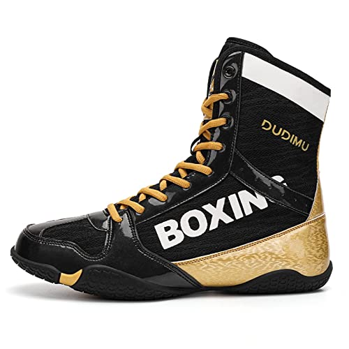 UKUBOXBAG Ringerstiefel Für Frauen, rutschfeste Boxschuhe Für Frauen Atmungsaktive Bodybuilding-Schuhe Leichte Fitnessschuhe Für Gewichtheben,Gold,37 EU von UKUBOXBAG