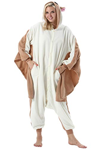 Damen Herren Jumpsuit Onesie Tier Fasching Halloween Kostüm Lounge Sleepsuit Cosplay Overall Pyjama Schlafanzug Erwachsene Unisex Fliegende Maus for XL von ULEEMARK