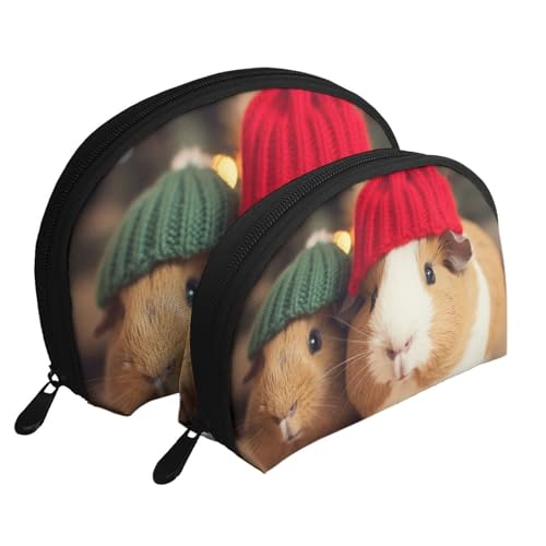 Kosmetiktaschen-Set mit süßem Haustier, mit Hut, bedruckt, Muschel, 2-teilig, tragbare Reise-Make-up-Aufbewahrungstasche für Frauen und Mädchen, weiß, Einheitsgröße, Kosmetiktasche Kosmetiktaschen-Set mit süßem Haustier, mit Hut, bedruckt, Muschel, 2-teilig, tragbare Reise-Make-up-Aufbewahrungstasche für Frauen und Mädchen, weiß, Einheitsgröße, Kosmetiktasche von ULKMFFCF