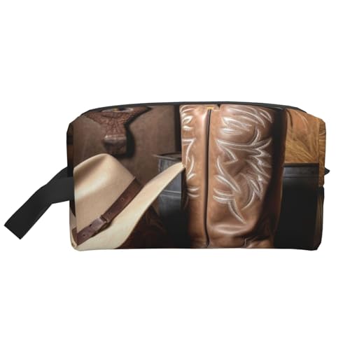 Tragbare Make-up-Tasche mit Cowboy-Hut und Westernstiefeln, für Damen und Mädchen, große Kapazität, Reise-Kosmetiktasche, Make-up-Tasche, Organizer mit Griff, weiß, Einheitsgröße, Kosmetiktasche Tragbare Make-up-Tasche mit Cowboy-Hut und Westernstiefeln, für Damen und Mädchen, große Kapazität, Reise-Kosmetiktasche, Make-up-Tasche, Organizer mit Griff, weiß, Einheitsgröße, Kosmetiktasche von ULKMFFCF