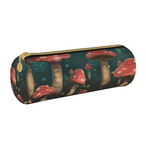 ULKMFFCF Bright Mushrooms Kunstdruck-Federmäppchen, rund, niedliches Lederetui mit Reißverschluss, für Schule, Büro, Reisen und Make-up, weiß, Einheitsgröße, Schulranzen ULKMFFCF Bright Mushrooms Kunstdruck-Federmäppchen, rund, niedliches Lederetui mit Reißverschluss, für Schule, Büro, Reisen und Make-up, weiß, Einheitsgröße, Schulranzen von ULKMFFCF