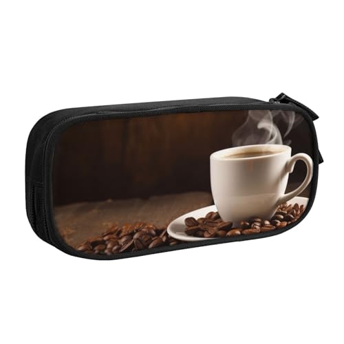 ULKMFFCF Federmäppchen mit Kaffeebecher- und Kaffeebohnen-Motiv, schwarz, großes Fassungsvermögen, für Studenten, Schreibwaren, Federmäppchen mit Reißverschluss, für Schule, Büro, Reisen und Make-up, ULKMFFCF Federmäppchen mit Kaffeebecher- und Kaffeebohnen-Motiv, schwarz, großes Fassungsvermögen, für Studenten, Schreibwaren, Federmäppchen mit Reißverschluss, für Schule, Büro, Reisen und Make-up, von ULKMFFCF