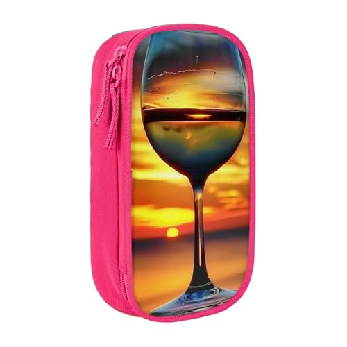ULKMFFCF Federmäppchen mit Sonnenuntergangs-Weinglas-Motiv, bedruckt, schwarz, großes Fassungsvermögen, Schreibwaren-Etui mit Reißverschluss, für Schule, Büro, Reisen und Make-up, rose, Einheitsgröße, ULKMFFCF Federmäppchen mit Sonnenuntergangs-Weinglas-Motiv, bedruckt, schwarz, großes Fassungsvermögen, Schreibwaren-Etui mit Reißverschluss, für Schule, Büro, Reisen und Make-up, rose, Einheitsgröße, von ULKMFFCF