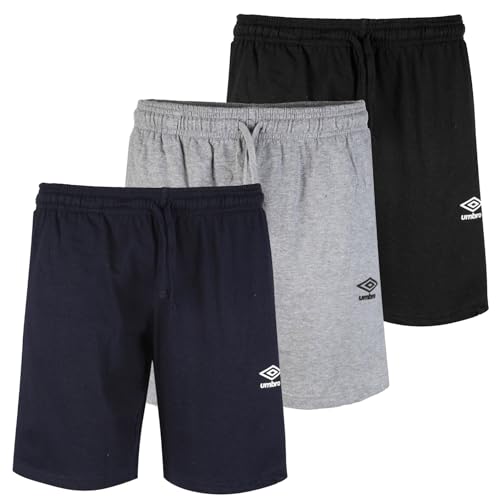 Umbro - Kurze Sportshorts für Herren, aus Baumwolle, ideal für Boxen, Fußball, Laufen, Tennis und Fitnessstudio, Freizeit und Sport, Shorts aus Baumwolle, leicht, Schwarz , S von UMBRO