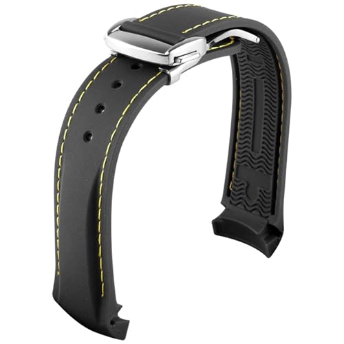 UMCNVV Gummi-Uhrenarmband für Omega Seamaster Uhrenarmbänder mit Faltschnalle, 20 mm / 22 mm, gebogenes Ende, Silikon-Armbänder, 21 mm, Achat von UMCNVV