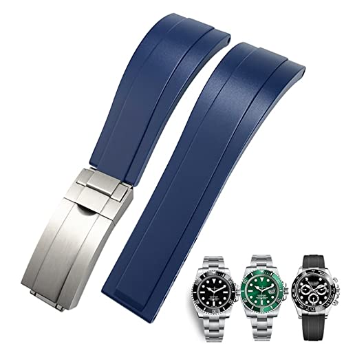 UMCNVV Gummi-Uhrenarmband für Rolex Daytona Submariner GMT Yacht-Master Oysterflex Silikon-Armband mit Faltschließe, 20 mm / 21 mm, 20 mm, Achat von UMCNVV