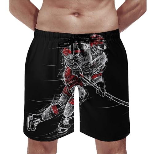 UMENG Badehose Herren Eishockey Swim Trunks Schnelltrocknend Badeshorts Schwimmhose Boardshorts Mit Kordelzug M von UMENG