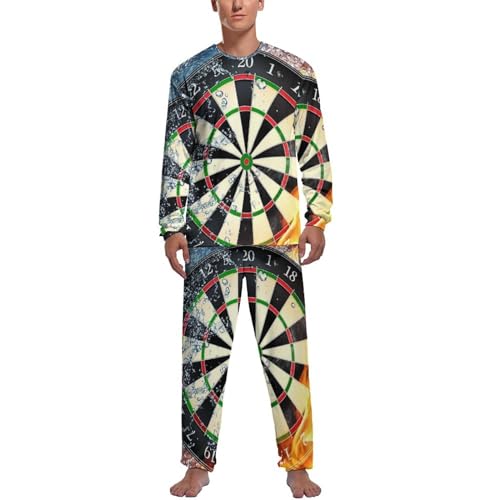 UMENG Darts Feuer Herren Schlafanzug Lang Pyjama Set Nightwear Langarm Nachtwäsche Sleepwear von UMENG