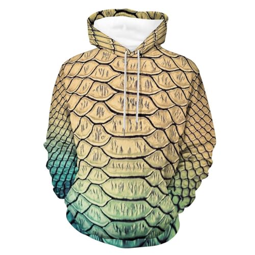 Unisex Hoodie Drachenschuppe Kapuzenpullover Drawstring Pullover Hoody Sweatshirt Für Herren Damen S von UMENG