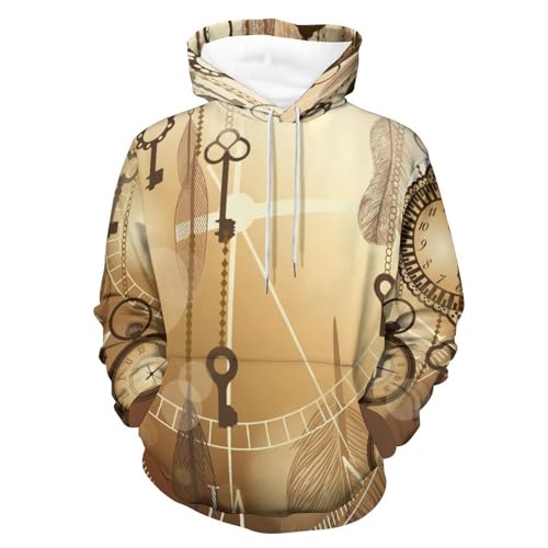 Unisex Hoodie Vintage-Uhr Kapuzenpullover Drawstring Pullover Hoody Sweatshirt Für Herren Damen M von UMENG