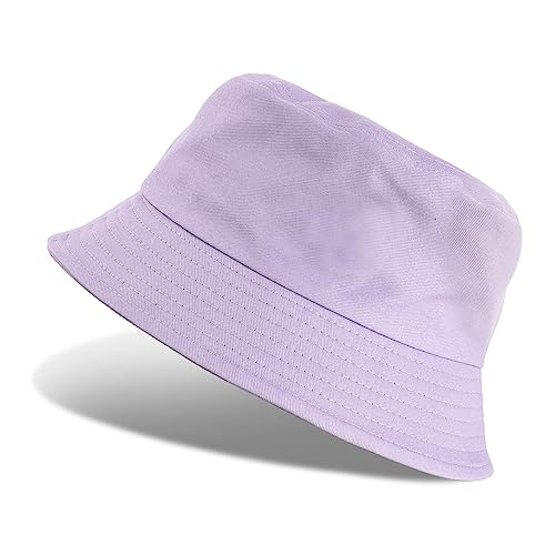 UMIPUBO Fischerhut Bucket Hat Smile Herren Damen Bunt,Sonnenhut Sommerhut Bestickte Fischerhüte,Blumendruck Früchte Druck Mütze,Freizeithut Anglerhut Unisex Hüte (Einfarbig-Viola) von UMIPUBO