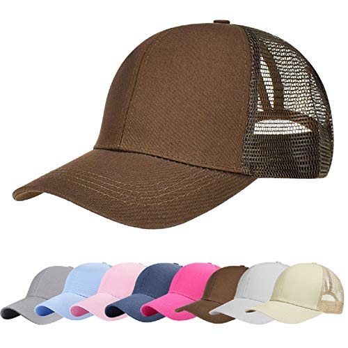 UMIPUBO Mesh Baseball Cap für Damen Basecap Outdoor Sport Mütze Lässig Baseballkappe Nettokappe Schachtelhalm Baseballmütze (Braun) von UMIPUBO