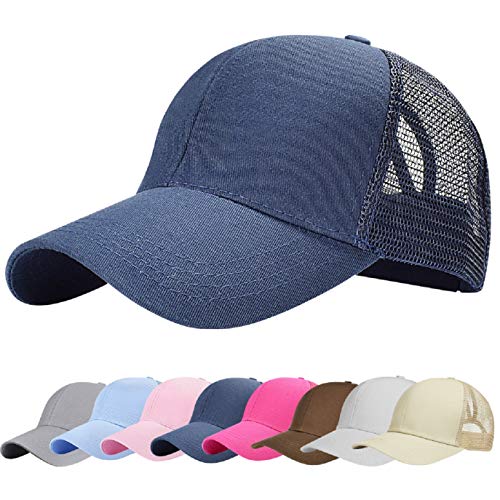 UMIPUBO Mesh Baseball Cap für Damen Basecap Outdoor Sport Mütze Lässig Baseballkappe Nettokappe Schachtelhalm Baseballmütze (Marine) von UMIPUBO