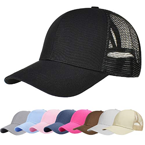 UMIPUBO Mesh Baseball Cap für Damen Basecap Outdoor Sport Mütze Lässig Baseballkappe Nettokappe Schachtelhalm Baseballmütze (Schwarz) von UMIPUBO