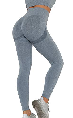 UMIPUBO Sport Leggings Damen High Waist, Blickdicht Push Up Yogahose Nahtlos Shape Yoga Pants Weiche Elastische Sporthosen für Workout Jogging Gym(Blau,M) von UMIPUBO