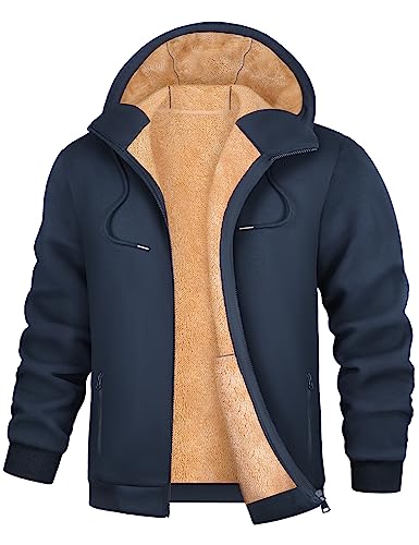 UMIPUBO Sweatjacke Herren Fleecejacke Winter Warm Kapuzenpullover Zipper Hoodie Bequemes und Warmes Casual Sweatshirt mit Kapuze Kapuzenjacke(Marine,XXL) von UMIPUBO