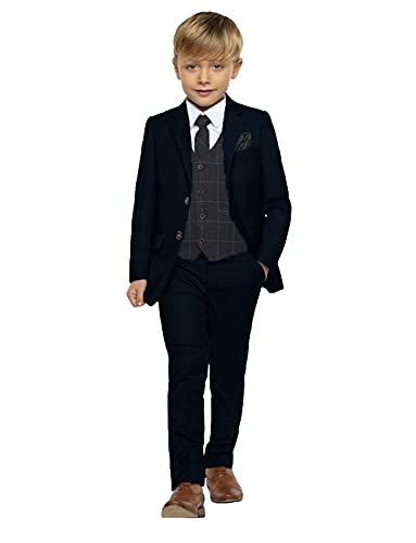 UMISS Jungen Jacke mit Zwei Knöpfen Karierte Weste Hose Formelles Hochzeits-Smoking-Set UMISS Jungen Jacke mit Zwei Knöpfen Karierte Weste Hose Formelles Hochzeits-Smoking-Set von UMISS