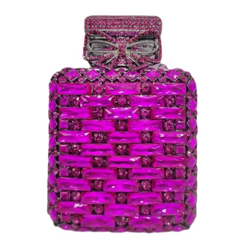 UMREN Damen Parfümförmige Strass Clutch Geldbörsen Sparkly Diamond Box Abendtasche Glitzer Party Hochzeit Handtasche, Fuchsia von UMREN