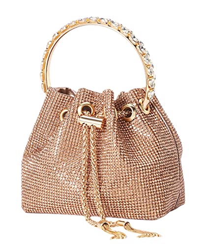 UMREN Strass-Hobo-Taschen für Frauen, schicke Abend-Handtasche, glitzernd, Kristall-Cluth-Geldbörse für Party, Club, Hochzeit, A-Roségold von UMREN