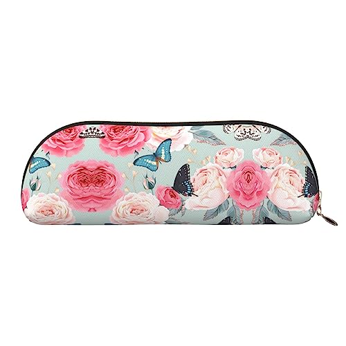 UNIOND Bunte Blumen Bedruckte Leder Bleistift Tasche Tragbare Bleistift Fall Kleine Make-up Tasche Mit Reißverschluss für Reisen Büro Zuhause, gold, Einheitsgröße, Federmäppchen von UNIOND