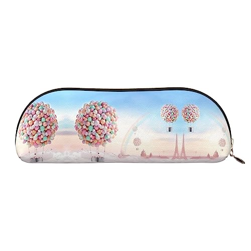 UNIOND Bunte Luftballons Bedruckte Leder Bleistift Tasche Tragbare Bleistift Fall Kleine Make-up Tasche Mit Reißverschluss für Reisen Büro Zuhause, gold, Einheitsgröße, Federmäppchen von UNIOND