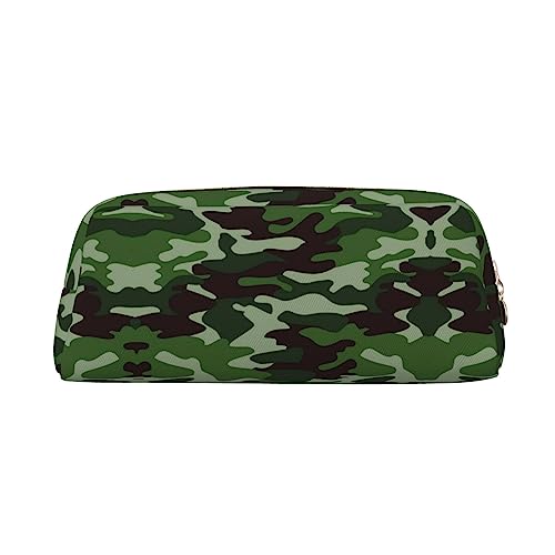 UNIOND Camo Woodland Camoflage Bedrucktes Federmäppchen Tragbares Leder Stifteetui Wasserdicht Reise Make-up Tasche für Arbeit Büro Urlaub, gold, Einheitsgröße, Federmäppchen von UNIOND