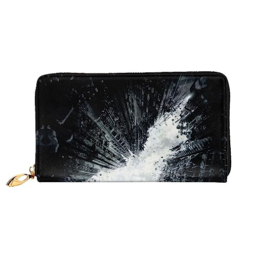 UNIOND City Night Printed Zip Around Wallet Damen Leder Lange Geldbörse Kreditkartenetui für Shopping Büro Reisen, Schwarz , Einheitsgröße von UNIOND