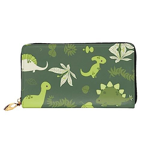 UNIOND Dinosaurs Printed Zip Around Wallet Damen Leder Lange Geldbörse Kreditkartenhalter für Shopping Büro Reisen, Schwarz , Einheitsgröße von UNIOND