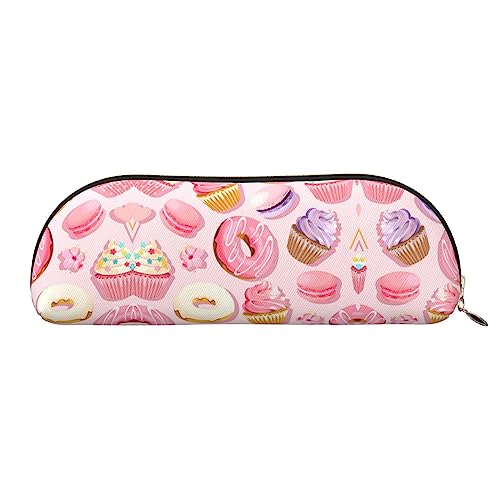 UNIOND Federmäppchen aus Leder, Motiv: Cupcakes, Donuts, Muffins, Zucker, bedruckt, tragbar, kleine Make-up-Tasche mit Reißverschluss, für Reisen, Büro, Zuhause, gold, Einheitsgröße, Federmäppchen von UNIOND