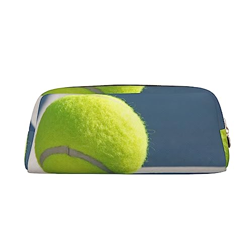 UNIOND Federmäppchen mit Tennisball-Motiv, tragbar, Leder, wasserdicht, Reise-Make-up-Tasche für Arbeit, Büro, Urlaub, gold, Einheitsgröße, Federmäppchen von UNIOND