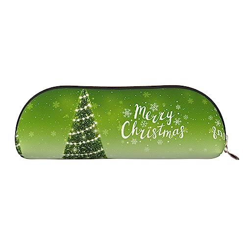 UNIOND Federmäppchen mit Weihnachtsbaum-Motiv, aus Leder, tragbar, kleine Make-up-Tasche mit Reißverschluss, für Reisen, Büro, Zuhause, gold, Einheitsgröße, Federmäppchen von UNIOND