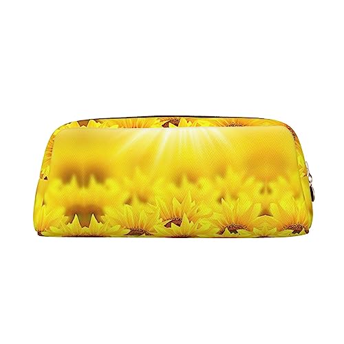 UNIOND Gelbe Sonnenblumen bedruckte Bleistifttasche Tragbare Leder Stifteetui Wasserdicht Reise Make-up Tasche für Arbeit Büro Urlaub, gold, Einheitsgröße, Federmäppchen von UNIOND