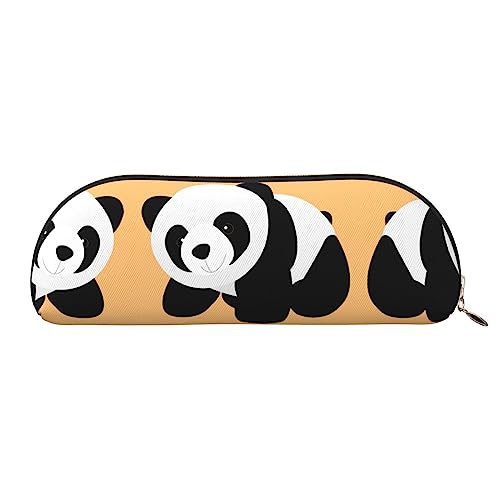 UNIOND Niedlicher Panda-bedruckter Leder-Bleistiftbeutel, tragbares Federmäppchen, kleine Make-up-Tasche mit Reißverschluss für Reisen, Büro, Zuhause, gold, Einheitsgröße, Federmäppchen von UNIOND