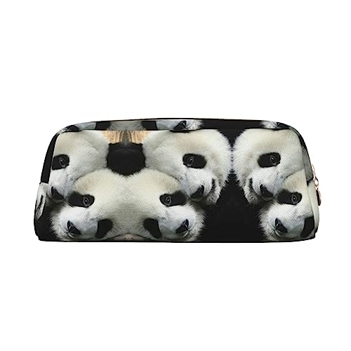 UNIOND Niedliches Federmäppchen mit Panda-Motiv, tragbar, Leder, wasserdicht, Reise-Make-up-Tasche für Arbeit, Büro, Urlaub, gold, Einheitsgröße, Federmäppchen von UNIOND