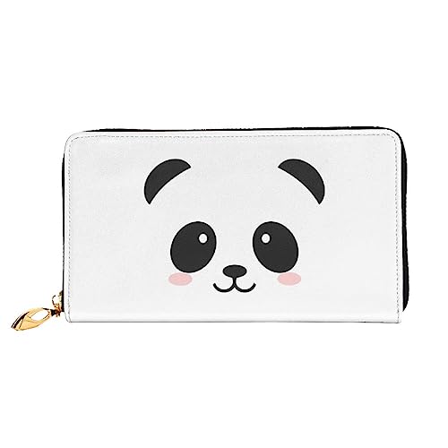 UNIOND Süße weiße Panda gedruckt Reißverschluss um Brieftasche Damen Leder Lange Geldbörse Kreditkartenhalter für Shopping Büro Reisen, Schwarz , Einheitsgröße von UNIOND