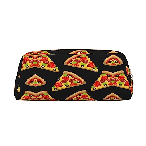 UNIOND Tasty Pizza Bedruckte Leder Bleistift Tasche Wasserdicht Stifteetui Reise Kosmetik Tasche für Reisen Arbeit Büro, gold, Einheitsgröße, Münzbeutel von UNIOND