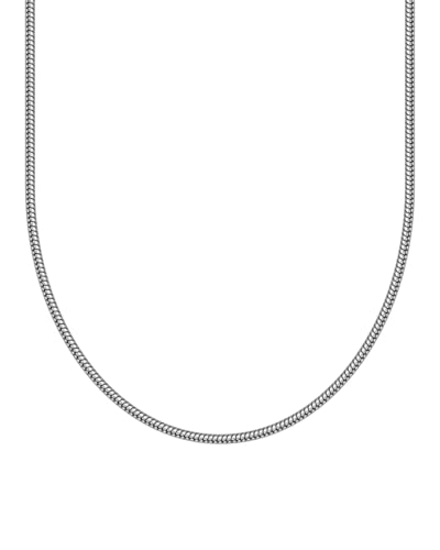 Schlichte Schlangenkette für Herren und Damen - Dünne Basic Schlangen Halskette aus Edelstahl und 18K Gold - Wasserfeste Kette - Streetwear Schmuck - 50-55cm Länge verstellbar (Silber, 45cm) von UNSHINEBAR