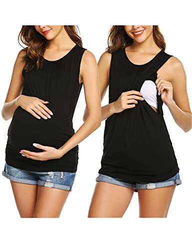 Unibelle Damen Stillshirt still Umstand top Shirt umstandstop Baumwolle, Schwarz C_black, S Unibelle Damen Stillshirt still Umstand top Shirt umstandstop Baumwolle, Schwarz C_black, S von UNibelle