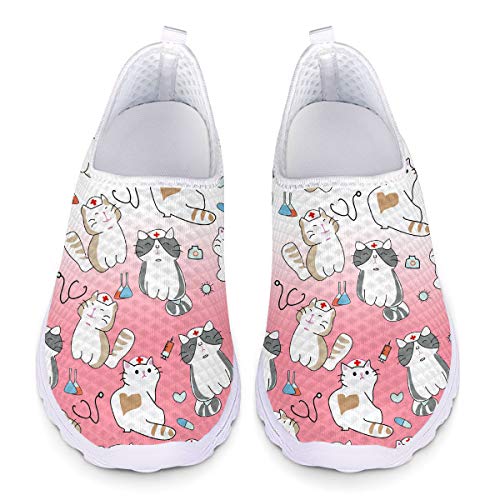 UOIMAG Nette Cat Print Krankenschwester Schuhe für Frauen Mode Sneaker Schuhe Leichte Road Running Schuhe Geschenk für Mädchen 38EU von UOIMAG