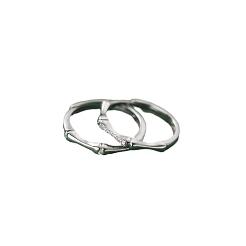 Modische S925-Ringe Für Paare - Trendiger, Glänzender Zirkon-Ring, Verstellbarer Ring, Schmuck, Einfacher Offener Bambusring, Exquisite Ewigkeitsversprechen-Eheringe Für Liebhaber, Männer Und Fra von UOMSKTY