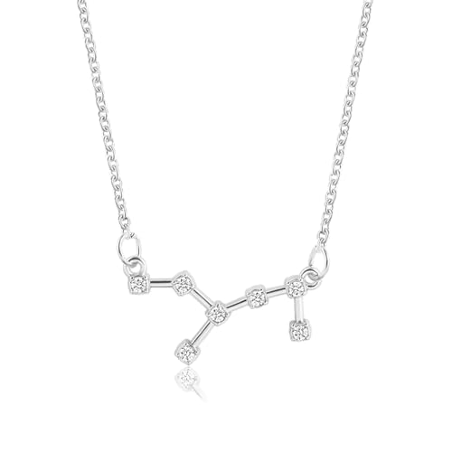 UOMSKTY Sternzeichen-Anhänger-Halskette Für Damen – Zirkonia,Sternzeichen-Horoskop-Symbol-Anhänger-Halsketten,Verstellbare Ketten-Halsketten Für Damen Und Herren,Schmuck,Geschenk,Jungfrau,55 Cm von UOMSKTY