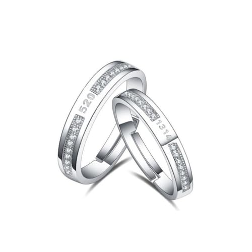 Verstellbare Passende Ringe Für Paare - Offener S925-Ring Mit Geometrischen Zahlen Für Damen Und Herren, Glänzende Zirkon-Eheringe, Charm-Chic-Ewigkeitsschmuck, Accessoires, Geschenk Für Verliebt von UOMSKTY