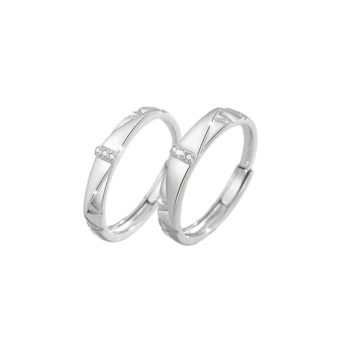 Verstellbare Passende Ringe Für Paare - S925 Glänzender Geometrischer Offener Ring Für Damen Und Herren, Glänzende Zirkon-Eheringe, Charm-Chic-Ewigkeitsschmuck, Accessoires, Geschenk Für Verlieb von UOMSKTY