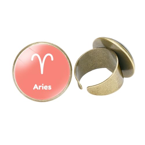 Verstellbare Ringe Mit Dem Sternbild Widder – Unisex-Ringe Mit Veränderbaren Horoskopen Und Offenen Fingern, Einfacher, Kreativer Ring Mit 12 Sternbildern, Schmuckgeschenk Für Frauen, Männer Und von UOMSKTY