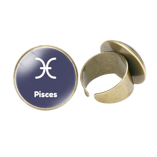 Verstellbare Ringe Mit Psc-Sternbildern – Unisex-Ringe Mit Horoskopen Und Offener Fingergröße, Einfacher, Kreativer Ring Mit 12 Sternbildern, Schmuckgeschenk Für Frauen, Männer Und Mädchen, Ver von UOMSKTY