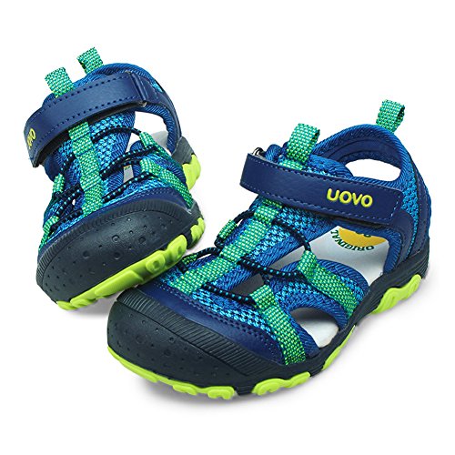 UOVO Jungen Sandalen Trekking Wandern Kinder Sandalen Outdoor Geschlossene Zehe Sandalen Sportliche Sommerschuhe Blau 22 von UOVO