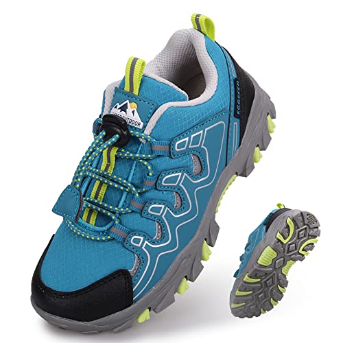 UOVO Turnschuhe Mädchen Wanderschuhe Sneakers Kinder Trekking Schuhe Outdoor Sportschuhe Laufschuhe Blau Grün Gr.30 von UOVO