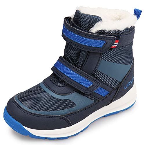 UOVO Winterstiefel Jungen Warme Gefütterte Winterschuhe Mädchen Mid Schneestiefel Weiche Outdoor Winter Wasserdicht Stiefel Unisex-Kinder Blau 31 EU von UOVO