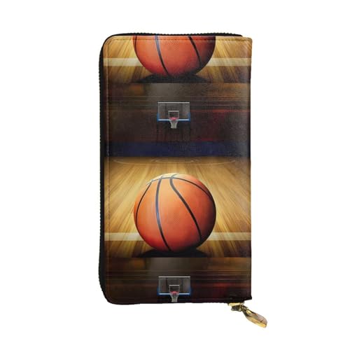 Basketball Arena Unisex Leder Reißverschluss Geldbörse Kosmetiktasche für Party Reise Urlaub Geschenke, Schwarz , Einheitsgröße von UPIKIT